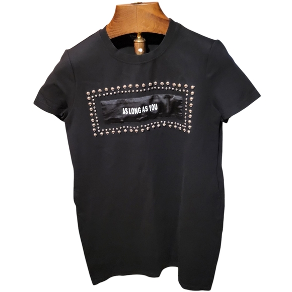 Toaiou As Long As You Body Con Rivet Studded Black Mini Dress Size Large - Picture 1 of 4